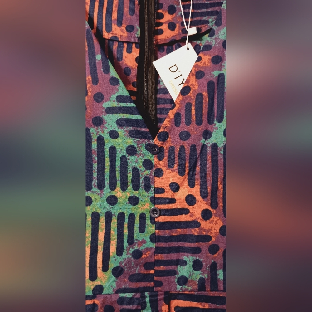 NWT D'IYANU Colorful Patterned Maxi Dress With Pockets - Picture 5 of 16